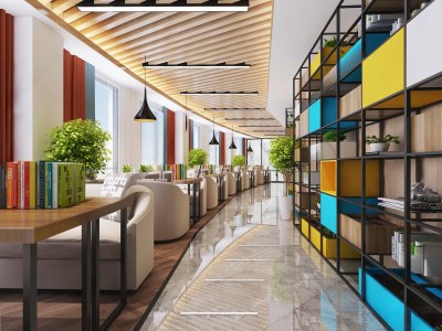 现代酒店休闲区3D模型下载